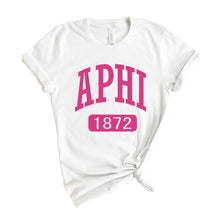 Load image into Gallery viewer, Alpha Phi T-Shirt | A Phi Large Established Shirt | Alpha Phi Sorority Gift Idea - Kite and Crest