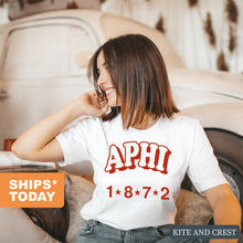 Load image into Gallery viewer, Alpha Phi T-shirt - A Phi Red Arch Tee - Kite and Crest