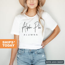 Load image into Gallery viewer, Alpha Phi T-shirt - A Phi Sorority Alumna Tee - Kite and Crest