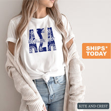 Load image into Gallery viewer, Alpha Sigma Alpha Blue Floral Sorority T-Shirt - Kite and Crest