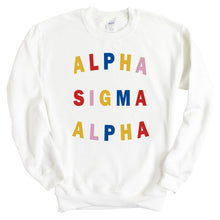 Load image into Gallery viewer, Alpha Sigma Alpha Sweatshirt | Alpha Sigma Alpha Circular Colorful Crewneck Sweatshirt | Alpha Sigma Alpha Sorority Gift Idea - Kite and Crest
