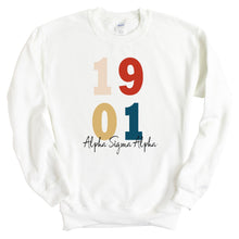 Load image into Gallery viewer, Alpha Sigma Alpha Sweatshirt | Alpha Sigma Alpha Colorful Year Crewneck Sweatshirt | Alpha Sigma Alpha Sorority Gift Idea - Kite and Crest