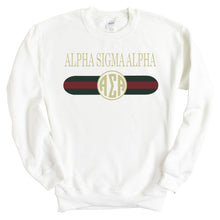 Load image into Gallery viewer, Alpha Sigma Alpha Sweatshirt - Alpha Sigma Alpha Golden Stripes Crewneck Sweatshirt - Kite and Crest