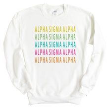 Load image into Gallery viewer, Alpha Sigma Alpha Sweatshirt - Alpha Sigma Alpha Modern Stacked Crewneck Sweatshirt - Kite and Crest