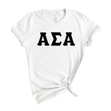 Load image into Gallery viewer, Alpha Sigma Alpha T-Shirt | Alpha Sigma Alpha Basic Black Letters Shirt | Alpha Sigma Alpha Sorority Gift Idea - Kite and Crest