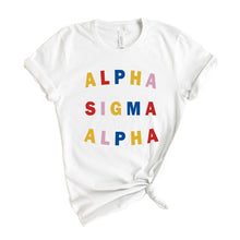 Load image into Gallery viewer, Alpha Sigma Alpha T-Shirt | Alpha Sigma Alpha Circular Colorful Shirt | Alpha Sigma Alpha Sorority Gift Idea - Kite and Crest
