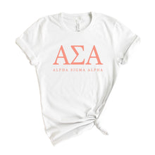 Load image into Gallery viewer, Alpha Sigma Alpha T-Shirt | Alpha Sigma Alpha Colored Block Letters Shirt | Alpha Sigma Alpha Sorority Gift Idea - Kite and Crest
