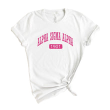 Load image into Gallery viewer, Alpha Sigma Alpha T-Shirt | Alpha Sigma Alpha Large Established Shirt | Alpha Sigma Alpha Sorority Gift Idea - Kite and Crest