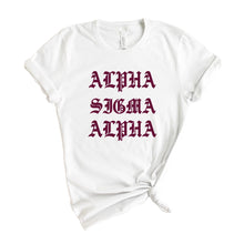 Load image into Gallery viewer, Alpha Sigma Alpha T-Shirt | Alpha Sigma Alpha Old Type Written Shirt | Alpha Sigma Alpha Sorority Gift Idea - Kite and Crest