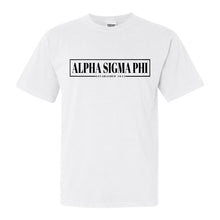 Load image into Gallery viewer, Alpha Sigma Phi Comfort Colors T-Shirt - Alpha Sig Fraternal Block Shirt - Kite and Crest