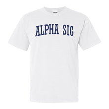 Load image into Gallery viewer, Alpha Sigma Phi Comfort Colors T-Shirt - Alpha Sig Intrinsic Lettered Shirt - Kite and Crest