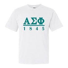 Load image into Gallery viewer, Alpha Sigma Phi Comfort Colors T-Shirt - Alpha Sig Lettered Basic Shirt - Kite and Crest