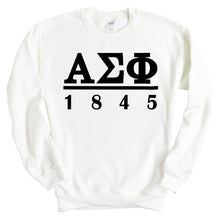 Load image into Gallery viewer, Alpha Sigma Phi Sweatshirt - Alpha Sig Black Letters Crewneck Sweatshirt - Kite and Crest