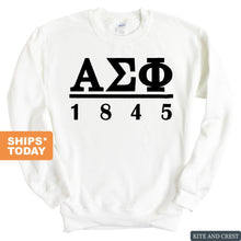 Load image into Gallery viewer, Alpha Sigma Phi Sweatshirt - Alpha Sig Black Letters Crewneck Sweatshirt - Kite and Crest