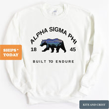 Load image into Gallery viewer, Alpha Sigma Phi Sweatshirt - Alpha Sig Fraternal Bear Crewneck Sweatshirt - Kite and Crest