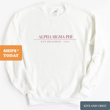 Load image into Gallery viewer, Alpha Sigma Phi Sweatshirt - Alpha Sig Old Fashioned Vintage Crewneck Sweatshirt - Kite and Crest