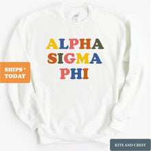 Load image into Gallery viewer, Alpha Sigma Phi Sweatshirt - Alpha Sig Retro Letters Crewneck Sweatshirt - Kite and Crest