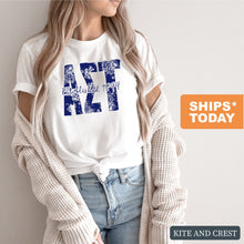 Load image into Gallery viewer, Alpha Sigma Tau Blue Floral Sorority T-Shirt - Kite and Crest