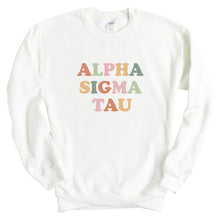 Load image into Gallery viewer, Alpha Sigma Tau Bright and Colorful Sorority Crewneck Sweatshirt - Kite and Crest