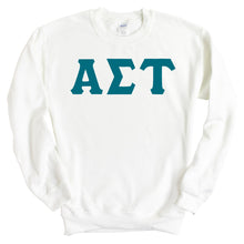 Load image into Gallery viewer, Alpha Sigma Tau Sweatshirt | Alpha Sigma Tau Basic Large Letters Crewneck Sweatshirt | Alpha Sigma Tau Sorority Gift Idea - Kite and Crest
