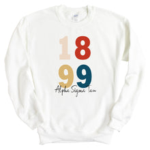 Load image into Gallery viewer, Alpha Sigma Tau Sweatshirt | Alpha Sigma Tau Colorful Year Crewneck Sweatshirt | Alpha Sigma Tau Sorority Gift Idea - Kite and Crest