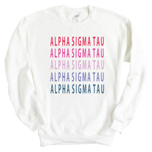 Load image into Gallery viewer, Alpha Sigma Tau Sweatshirt - Alpha Tau Bright and Stacked Crewneck Sweatshirt - Kite and Crest