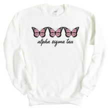 Load image into Gallery viewer, Alpha Sigma Tau Sweatshirt - Alpha Tau Three Butterflies Crewneck Sweatshirt - Kite and Crest
