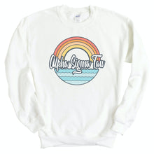 Load image into Gallery viewer, Alpha Sigma Tau Sweatshirt - Alpha Tau Wavy Rainbow Crewneck Sweatshirt - Kite and Crest