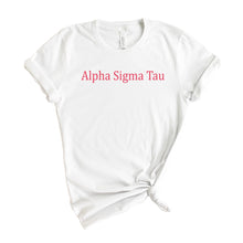 Load image into Gallery viewer, Alpha Sigma Tau T-Shirt | Alpha Tau Basic Written Shirt | Alpha Sigma Tau Sorority Gift Idea - Kite and Crest