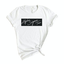 Load image into Gallery viewer, Alpha Sigma Tau T-shirt - Alpha Tau Black Box Tee - Kite and Crest