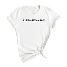 Load image into Gallery viewer, Alpha Sigma Tau T-shirt - Alpha Tau Block Name Tee - Kite and Crest