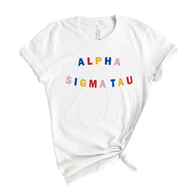 Load image into Gallery viewer, Alpha Sigma Tau T-Shirt | Alpha Tau Circular Colorful Shirt | Alpha Sigma Tau Sorority Gift Idea - Kite and Crest