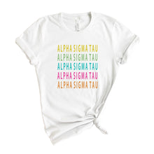 Load image into Gallery viewer, Alpha Sigma Tau T-shirt - Alpha Tau Modern Stacked Tee - Kite and Crest