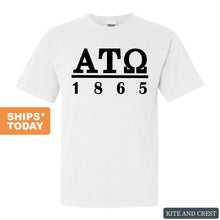 Load image into Gallery viewer, Alpha Tau Omega Comfort Colors T-Shirt - ATO Black Letters Shirt - Kite and Crest