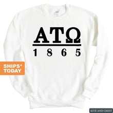Load image into Gallery viewer, Alpha Tau Omega Sweatshirt - ATO Black Letters Crewneck Sweatshirt - Kite and Crest