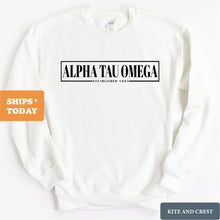 Load image into Gallery viewer, Alpha Tau Omega Sweatshirt - ATO Fraternal Block Crewneck Sweatshirt - Kite and Crest