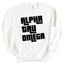 Load image into Gallery viewer, Alpha Tau Omega Sweatshirt - ATO Stacked Letters Crewneck Sweatshirt - Kite and Crest