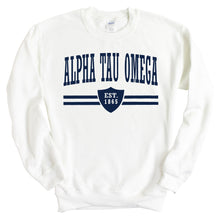 Load image into Gallery viewer, Alpha Tau Omega Sweatshirt - ATO Striped Shield Crewneck Sweatshirt - Kite and Crest