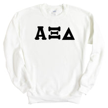Load image into Gallery viewer, Alpha Xi Delta Sweatshirt | AXID Basic Black Letters Crewneck Sweatshirt | Alpha Xi Delta Sorority Gift Idea - Kite and Crest