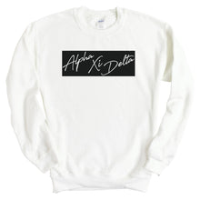 Load image into Gallery viewer, Alpha Xi Delta Sweatshirt - AXID Black Box Crewneck Sweatshirt - Kite and Crest
