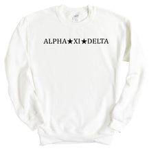 Load image into Gallery viewer, Alpha Xi Delta Sweatshirt - AXID Black Star Crewneck Sweatshirt - Kite and Crest
