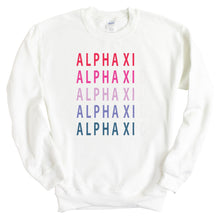 Load image into Gallery viewer, Alpha Xi Delta Sweatshirt - AXID Bright and Stacked Crewneck Sweatshirt - Kite and Crest