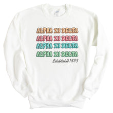 Load image into Gallery viewer, Alpha Xi Delta Sweatshirt - AXID Stencil Crewneck Sweatshirt - Kite and Crest