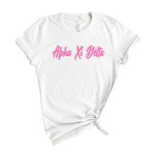 Load image into Gallery viewer, Alpha Xi Delta T-Shirt | AXID Neon Pink Colored Shirt | Alpha Xi Delta Sorority Gift Idea - Kite and Crest
