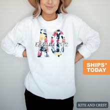 Load image into Gallery viewer, APHI Alpha Phi Floral Block Sorority Crewneck Sweatshirt - Kite and Crest
