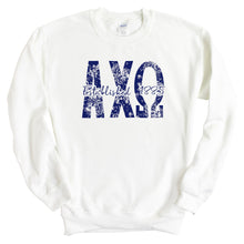 Load image into Gallery viewer, AXO Alpha Chi Omega Blue Floral Sorority Crewneck Sweatshirt - Kite and Crest