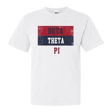 Load image into Gallery viewer, Beta Theta Pi Comfort Colors T-Shirt - Beta Colorful Stripe Shirt - Kite and Crest