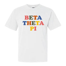 Load image into Gallery viewer, Beta Theta Pi Comfort Colors T-Shirt - Beta Retro Letters Shirt - Kite and Crest