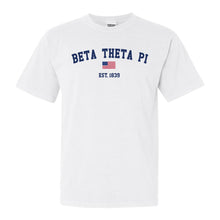 Load image into Gallery viewer, Beta Theta Pi Comfort Colors T-Shirt - Beta USA Flag Shirt - Kite and Crest