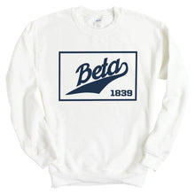 Load image into Gallery viewer, Beta Theta Pi Sweatshirt - Beta Baseball Boxed Crewneck Sweatshirt - Kite and Crest